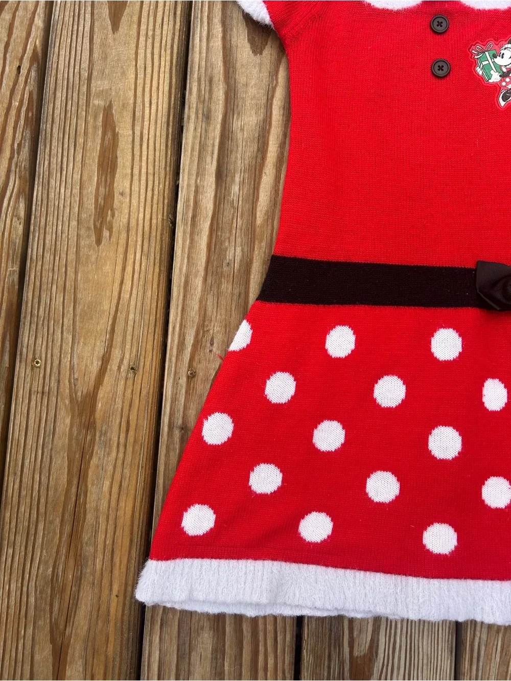 Girls 7/8 Medium Disney Minnie Mouse Polka Dot Sweater Dress HOLIDAY